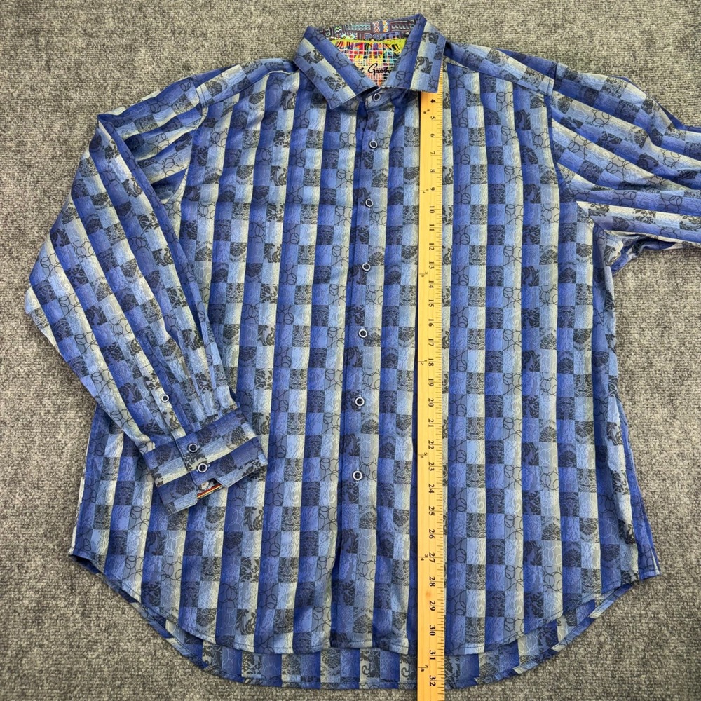 Robert Graham Shirt Men's 3XL Blue Check Playing Card Flip Cuff Button Up - Picture 7 of 13